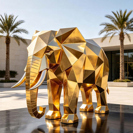 Sculpture collections organized by material including bronze, stone, stainless steel, and fiberglass.