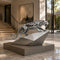 Contemporary indoor sculpture displayed in a modern luxury interior space