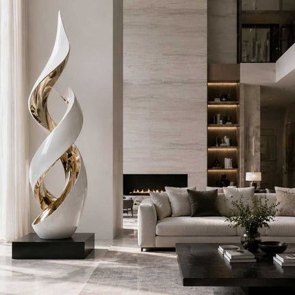Custom fiberglass sculpture displayed in a luxury modern interior space