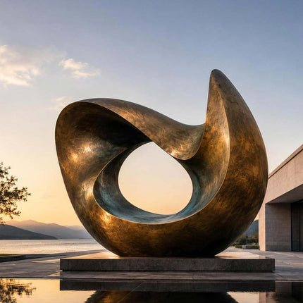 Minimalist abstract sculpture displayed in a contemporary outdoor architectural space