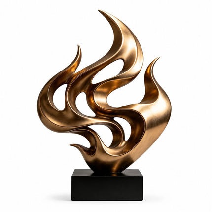 Abstract bronze sculpture with sweeping curves and open form