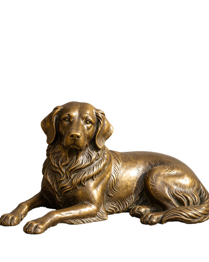 Bronze golden retriever sculpture handcrafted for garden and outdoor spaces