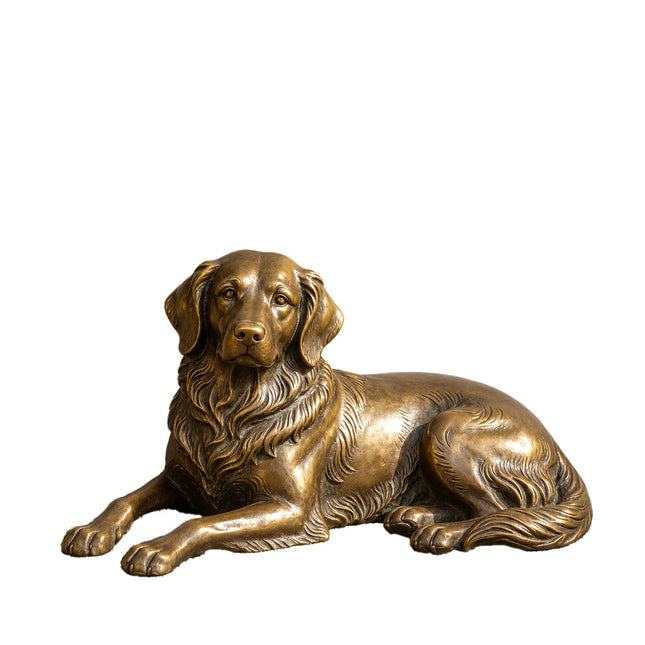 Bronze golden retriever sculpture handcrafted for garden and outdoor spaces