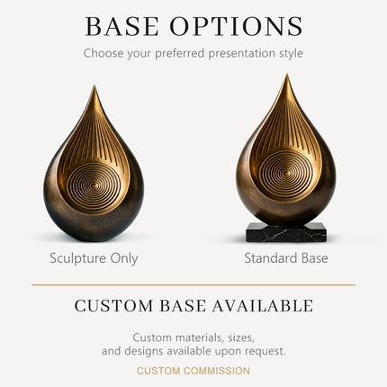Bronze sculpture base options showing sculpture only and standard base presentation