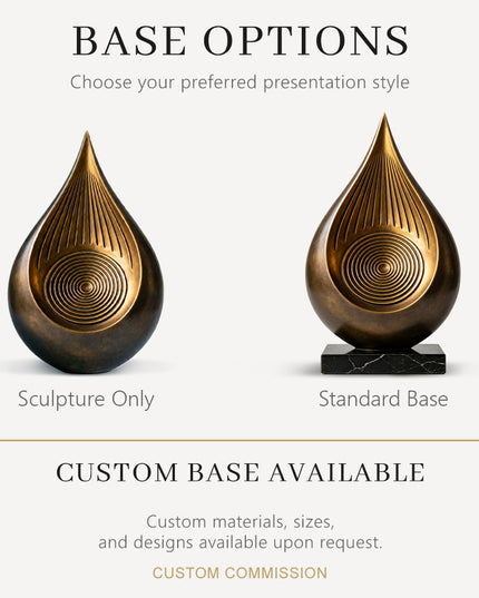 Bronze sculpture base options showing sculpture only and standard base presentation