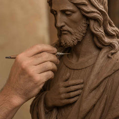 Artist sculpting a handcrafted clay model for a custom bronze sculpture