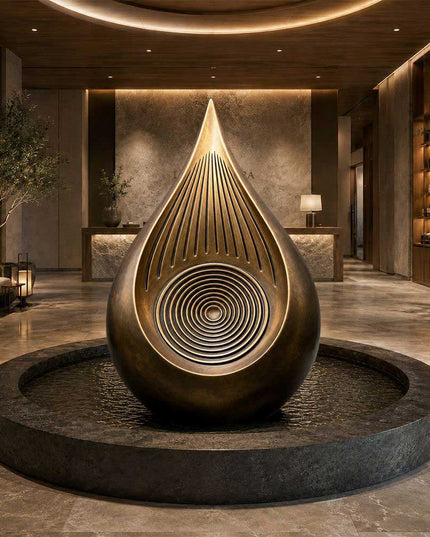 Bronze sculpture installed with an architectural water feature