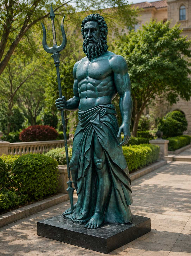 Custom bronze sculpture installed in a luxury courtyard space with architectural surroundings