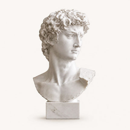 Marble David bust sculpture with classical portrait details