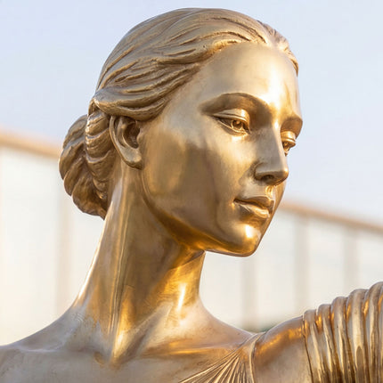 Close-up view of gold electroplated stainless steel surface texture and handcrafted details