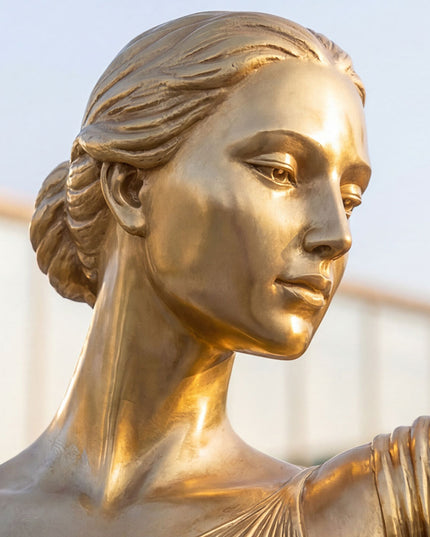 Close-up view of gold electroplated stainless steel surface texture and handcrafted details