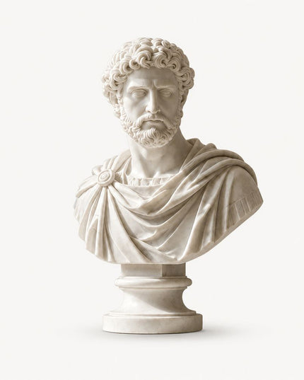 Roman style marble bust statue with classical portrait details