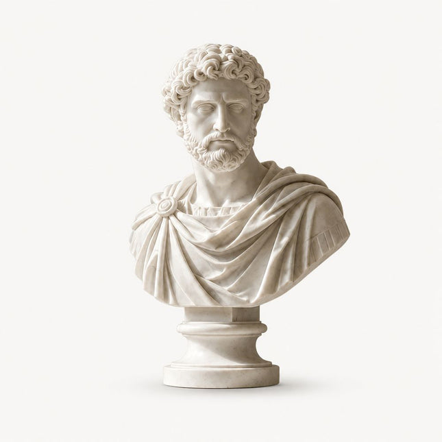 Roman style marble bust statue with classical portrait details