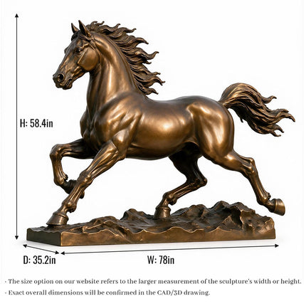 Sculpture dimensions and size reference showing height, width, and depth measurements