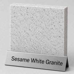 Sesame White granite sample with fine speckled texture for outdoor stone sculptures
