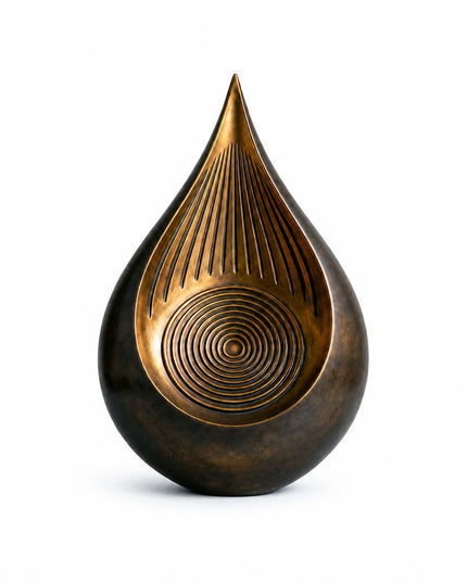 Teardrop abstract bronze sculpture with handcrafted patina finish