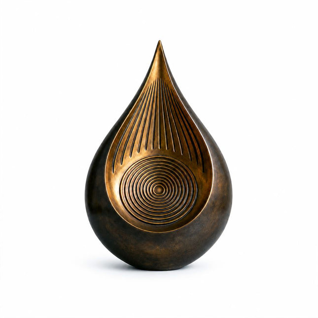 Teardrop abstract bronze sculpture with handcrafted patina finish